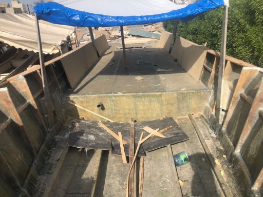 Bare fiberglass hull – next stage pending Bare fiberglass hull – ready for the next stage